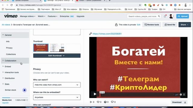 Vimeo на русском // Как настроить видео // Инфобизнес