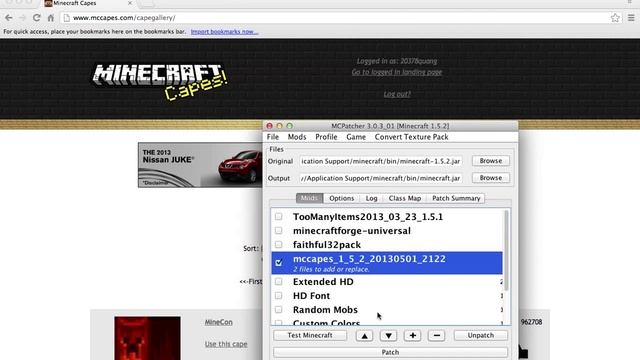 Minecraft Mod Install Tutorial - Cape Mod With McPatcher {1.5.2} (BETTER ONE) смотреть онлайн
