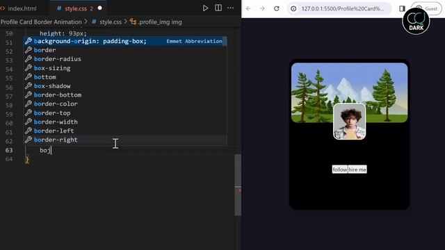 Profile Card with Border Animation in Html CSS смотреть онлайн