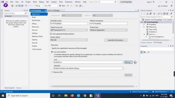 How to Change Visual Studio Project icon & exe File Logo | Visual Studio 2022 tutorial in Hindi