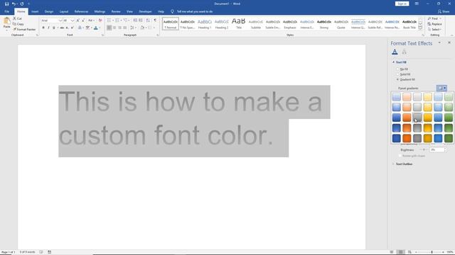 How to create a custom font gradient in Word 2019 смотреть онлайн