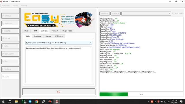 Iphone 5s ICloud Unlock With Sim IOS 12.5.7 With EFT Pro 2024 (ufixer Solution)