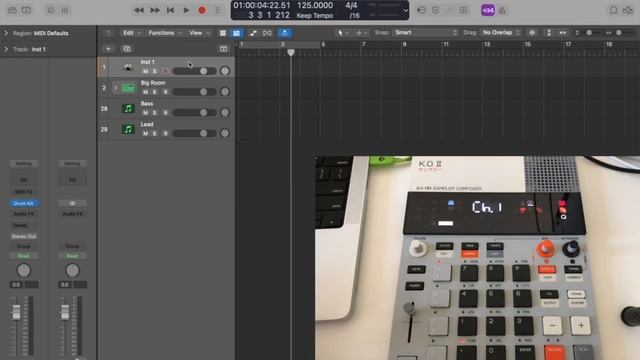 KO II EP-133 as midi controller in Logic Pro смотреть онлайн