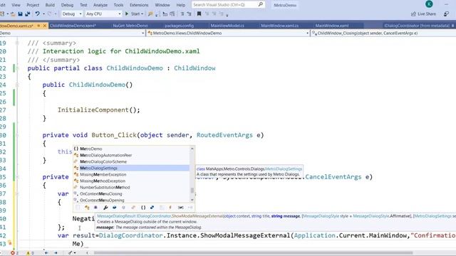 How to Show Confirmation on child window closing in Mahapp metro design in WPF смотреть онлайн