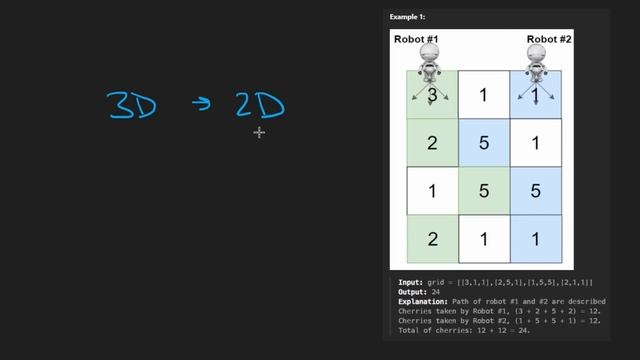 Cherry Pickup II - Leetcode 1463 - Python смотреть онлайн