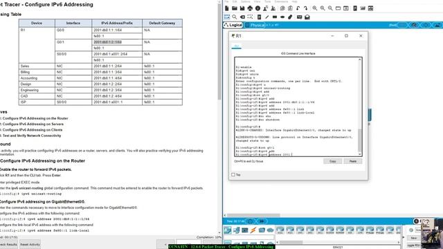 CCNA ITN - 12.6.6 Packet Tracer - Configure IPv6 Addressing смотреть онлайн