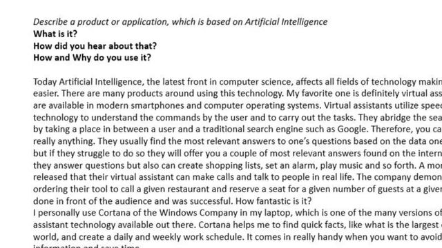 Describe a product or application, which is based on Artificial Intelligence IELTS cue card смотреть онлайн