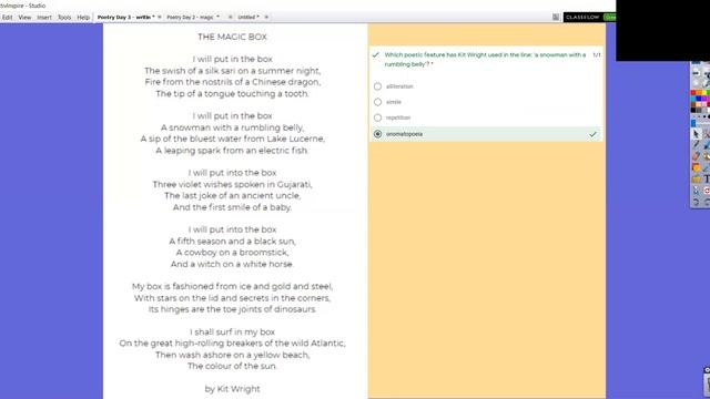 Week 7 Year 4 Literacy Day 3 Poetry writing own poem смотреть онлайн