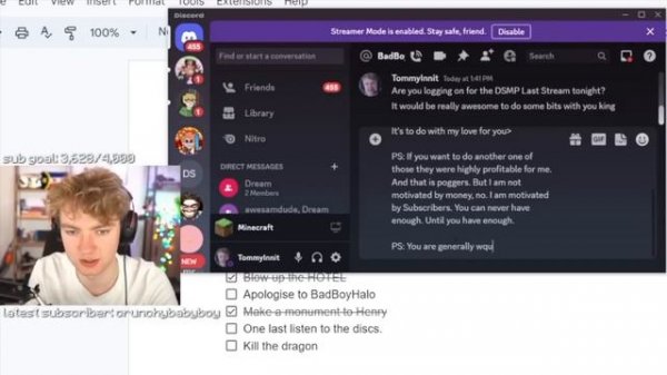 Tommy's Last Dream SMP Stream Ever (edited)