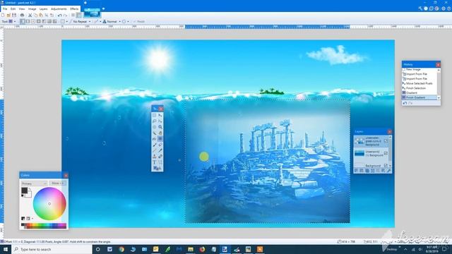How to blend two images together in Paint.net with the Gradient Tool. смотреть онлайн