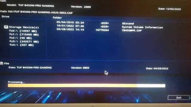 Asus TUF B450M-Pro Gaming Bios Update