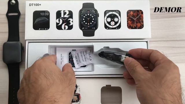 DEMOR DT100 Plus Smart Watch Series 6 44mm IWO DT100+ Split Display Tech Smartwatch Unboxing Review смотреть онлайн
