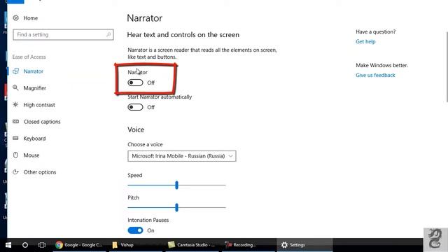 How to turn on or turn off narrator (voice assistant) Windows 10 смотреть онлайн