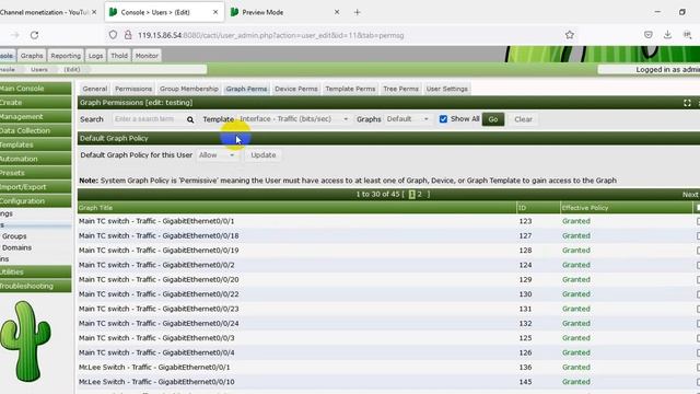 How to create Cacti user with specific device interface permission смотреть онлайн
