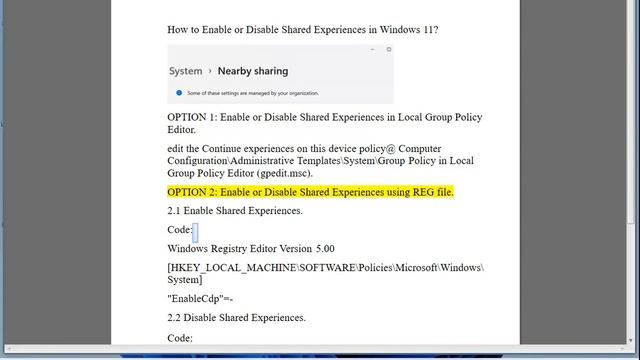 Enable/Disable Shared Experiences in Windows 11 смотреть онлайн