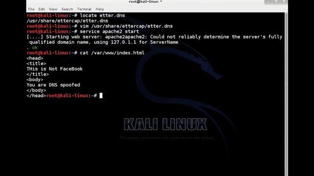 DNS Spoofing Attack Using Ettercap