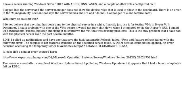 DevOps & SysAdmins: 'Cannot get role and feature data' - Roles no longer showing (2 Solutions!!) смотреть онлайн