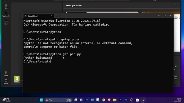 Windows Python Hatası ve PIP Kurulumu | Python Paket Yöneticisi смотреть онлайн