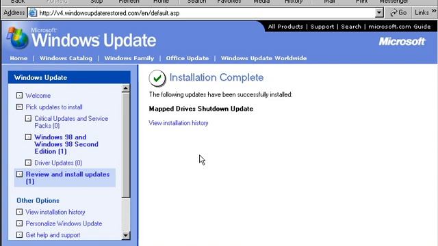 Installing updates on Windows 98 on Windows Update v4 by the Windows Update Restord Project смотреть онлайн