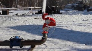 Лафетный ствол производства «ПОЖТЕХСПАС». Демонстрация испытания