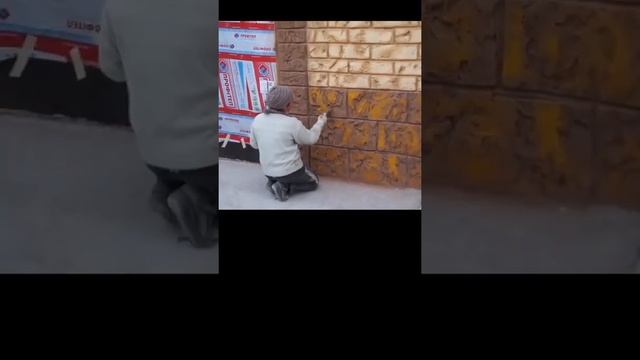 Декоративная штукатурка под камень. Покраска. смотреть онлайн