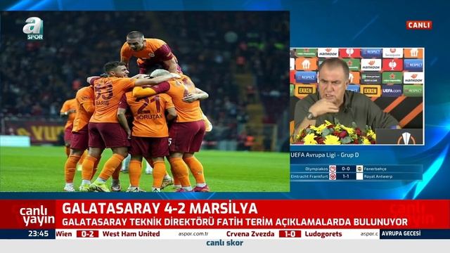 Galatasaray 4 - 2 Marsilya Fatih Terim Maç Sonu Basın Toplantısı / A Spor / Avrupa Gecesi смотреть онлайн
