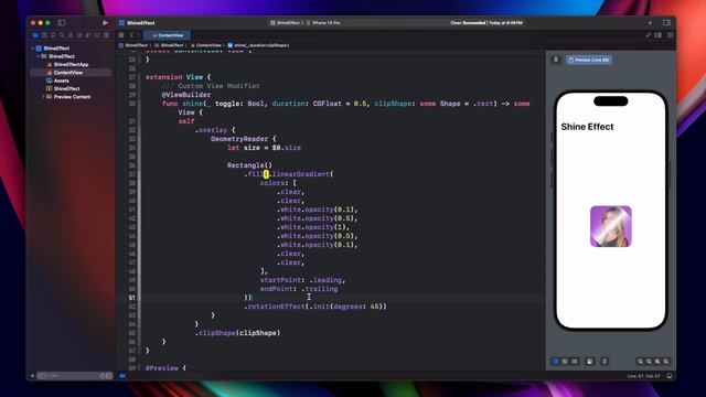 SwiftUI Shine Effect - Custom View Modifier - iOS 17 - Xcode 15 смотреть онлайн