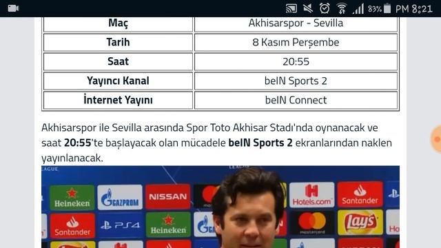 Akhisarspor - Sevilla (Maç Hangi Kanalda?) смотреть онлайн