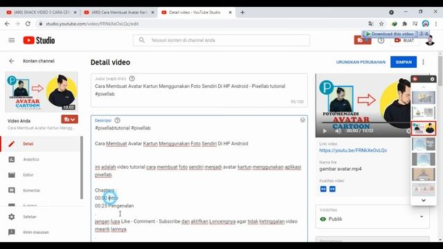 Cara Membuat Chapters/Timestamp video Di youtube - di Pc dan Android 2021 смотреть онлайн