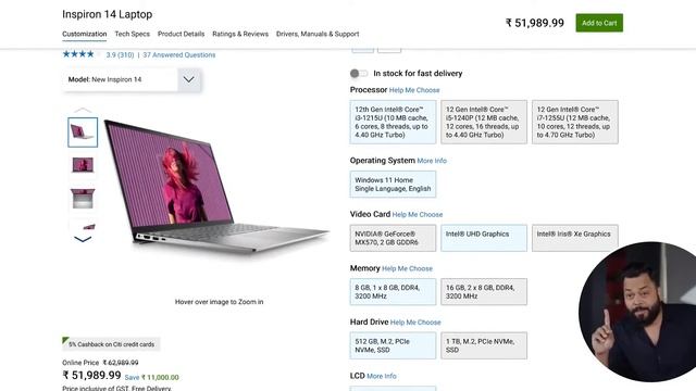 Dell 14 Laptop, 12th Gen Intel Core i3-1215U Processor/8GB/512GB SSD/Intel UHD смотреть онлайн