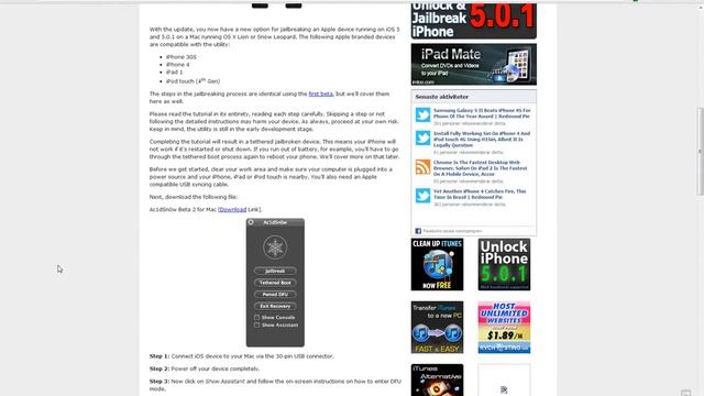 Ac1dsn0w Beta 2 Released! Jailbreak 5.0,5.0.1 Tethered Mac OS X Lion, Snow Leopard смотреть онлайн