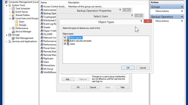 Windows 8.0 Professional - Add a User to the Backup Operators Group смотреть онлайн