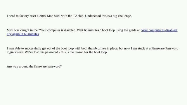 Apple: Your computer is disabled. Try again in 60 minutes. Firmware password смотреть онлайн