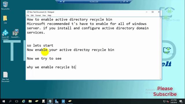 How to Enable Active Directory Recycle Bin on Windows Server 2016. смотреть онлайн