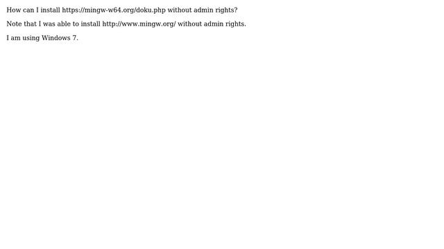 Installing Mingw-w64 without admin rights смотреть онлайн