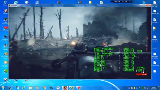 Gameplay Teste - Battlefield 1 Intel graphics 4600 Windows 7 64 bits. смотреть онлайн