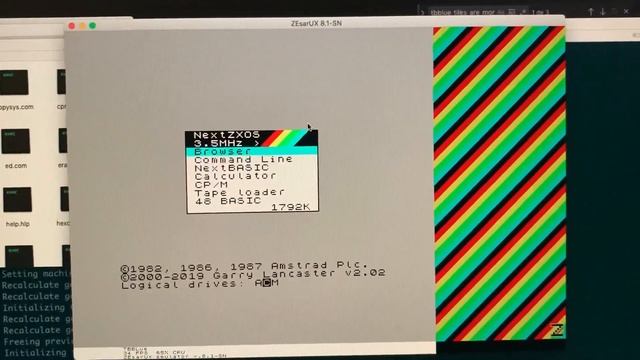 ZEsarUX emulator - Showing Spectrum Next CP/M and 1 bit tile mode смотреть онлайн