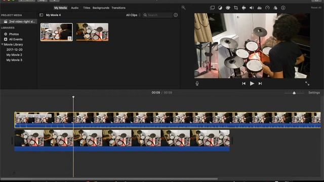 How to edit multi cam videos in iMovies and shake effects using green screen for my drum cover смотреть онлайн