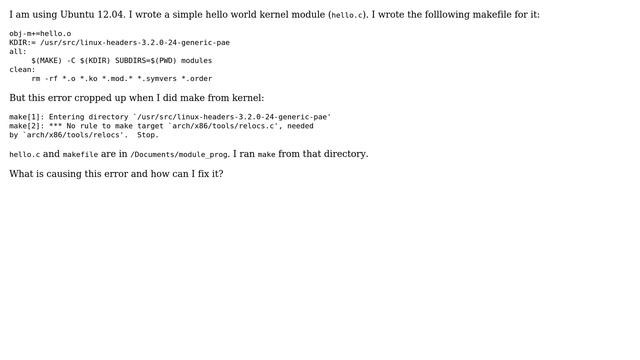 Ubuntu: My makefile results in: No rule to make target `arch/x86/tools/relocs.c', needed смотреть онлайн