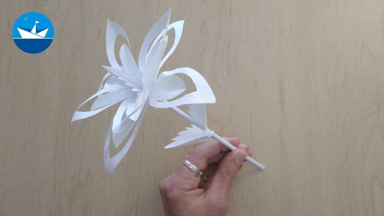 Белая Лилия из бумаги/White Paper Lily/Оригами/DIY