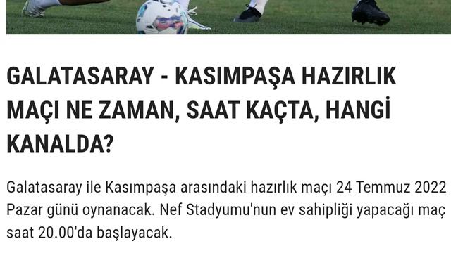 Galatasaray - Kasımpaşa Hazırlık Maçı ne zaman, hangi kanalda, saat kaçta? смотреть онлайн