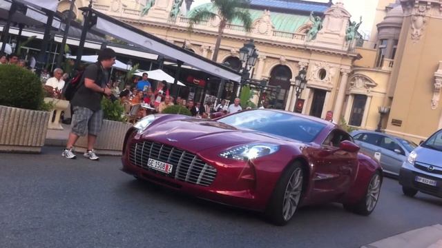 RED Aston Martin One-77 cruising in Monaco (with SLR& CGT)! смотреть онлайн