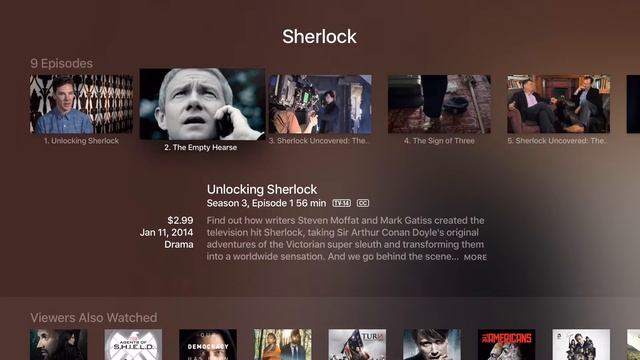 AppleTV 4: iTunes TV shows смотреть онлайн