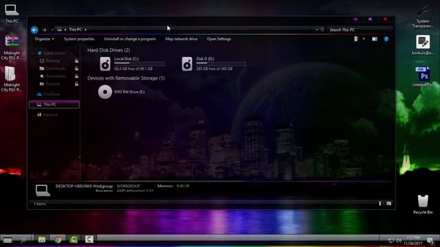 Windows 10 Midnight city glass theme M83 смотреть онлайн