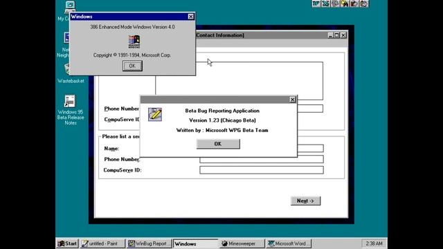 Microsoft Chicago (Windows 95 September '94 Beta 1.4) Build 189 on 86box смотреть онлайн