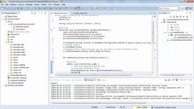 Android 4 4 Tutorials 7 Simple ListViewControl Part 4 Multiple Item select in API 19 By Anant Shah смотреть онлайн