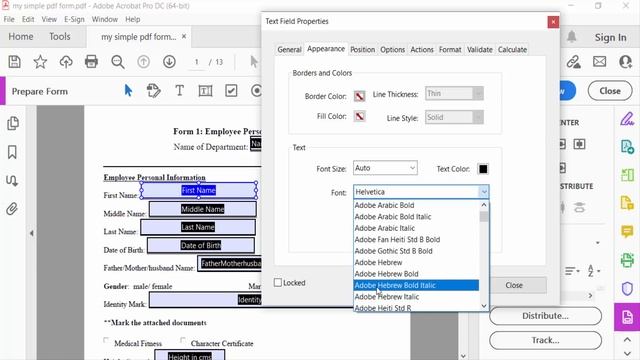 How to make text bold or italicize in a fillable PDF form using Adobe Acrobat Pro DC смотреть онлайн
