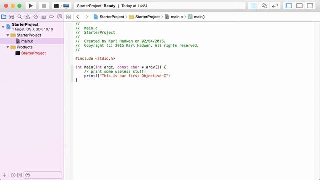 Objective-C Tutorial - #4 - Your First Command Line Tool смотреть онлайн