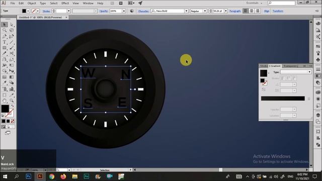 3D Compass Design and gradient icon in Adobe Illustrator CC || HayyanGFX || смотреть онлайн