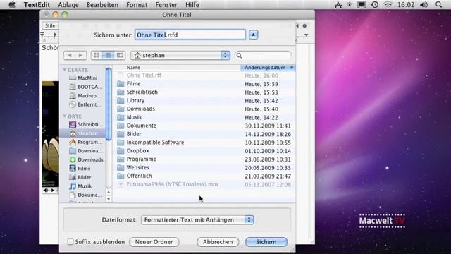 Textedit, Dokument mit Anhängen erstellen смотреть онлайн